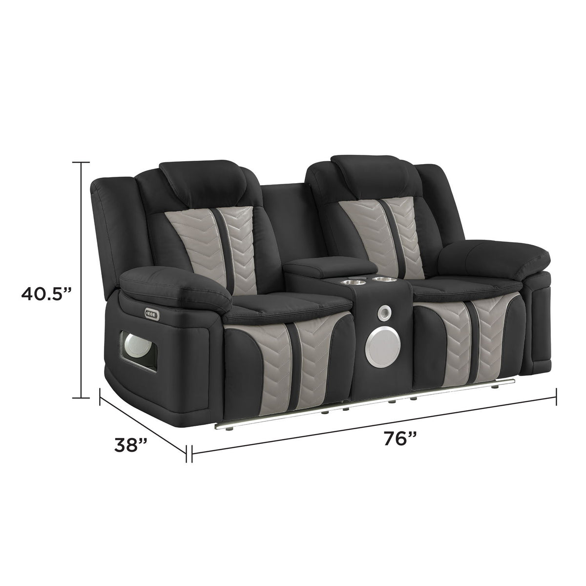 Cruiser - Power Reclining Loveseat With Console, Power Headrests, LED Lighting, Speaker & Massage - Black / Beige