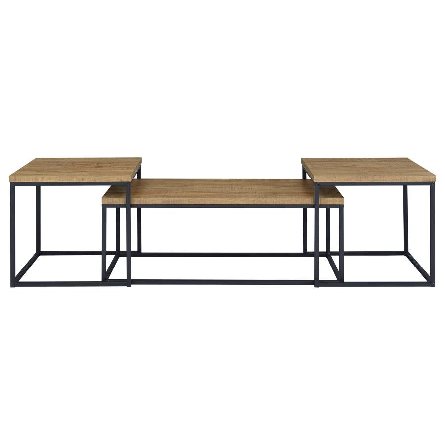 Straden 3-piece Engineered Wood Coffee Table Set Mango and Black - 700144
