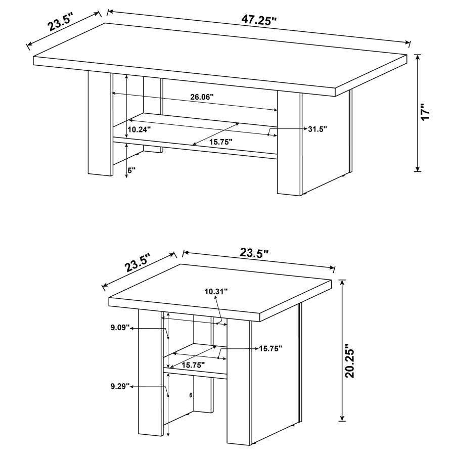 Rodez 3-piece Engineered Wood Coffee Table Set Black - 700345