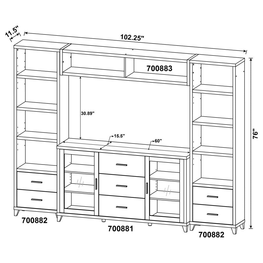 Lewes 4-piece 60-inch TV Entertainment Center Cappuccino - 700881-S4