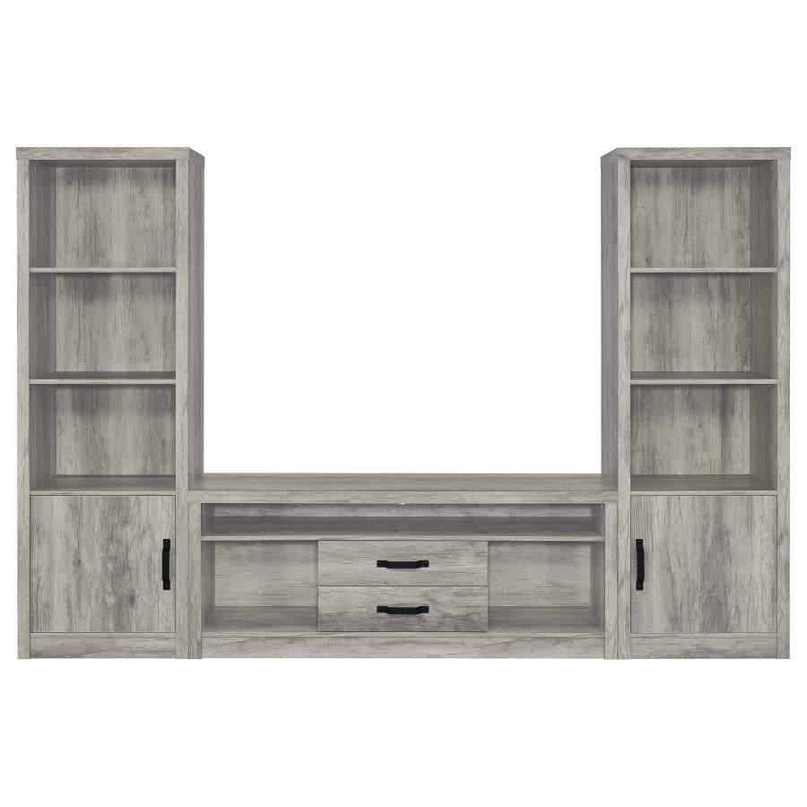 Burke 3-piece 59-inch TV Entertainment Center Grey Driftwood - 701024-SET