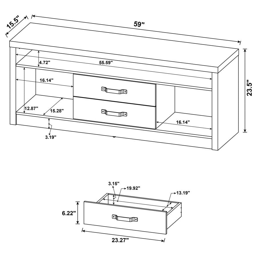 Burke 3-piece 59-inch TV Entertainment Center Grey Driftwood - 701024-SET