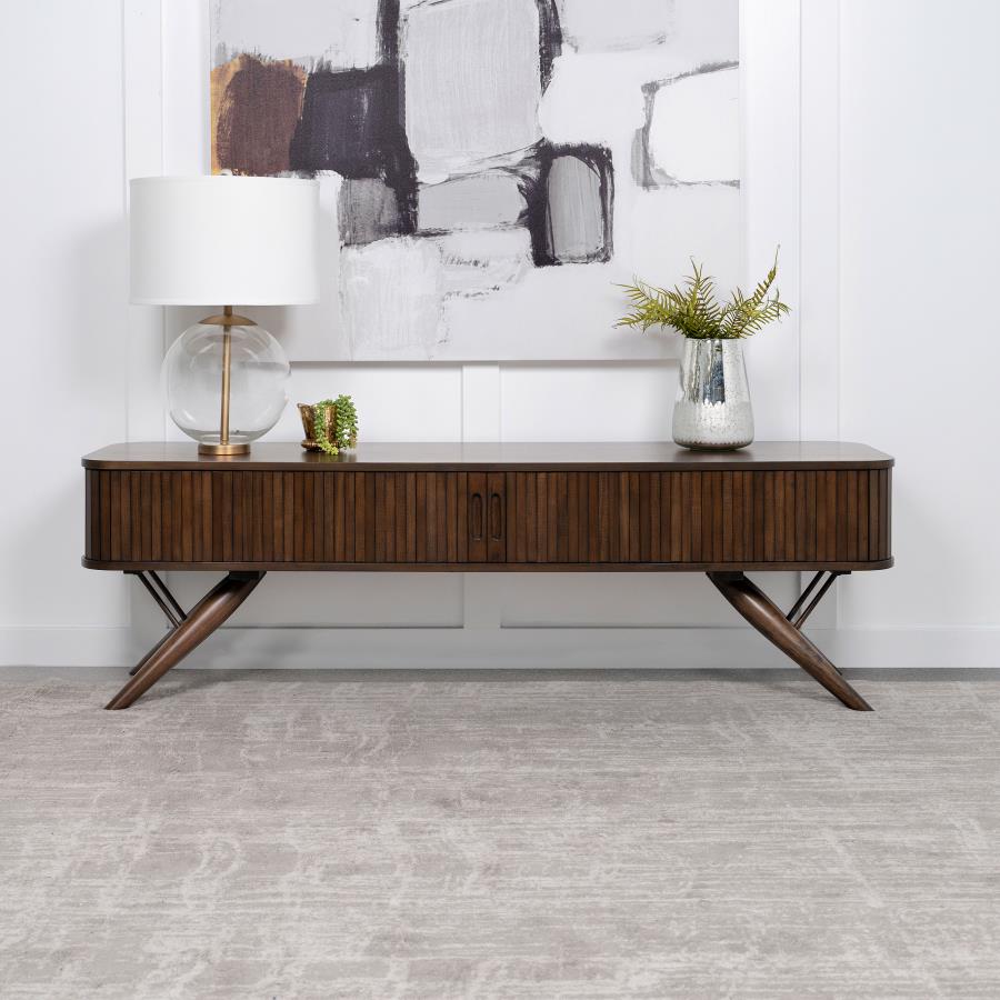 Valna Wood 71-inch TV Stand with Sliding Doors Walnut - 701713