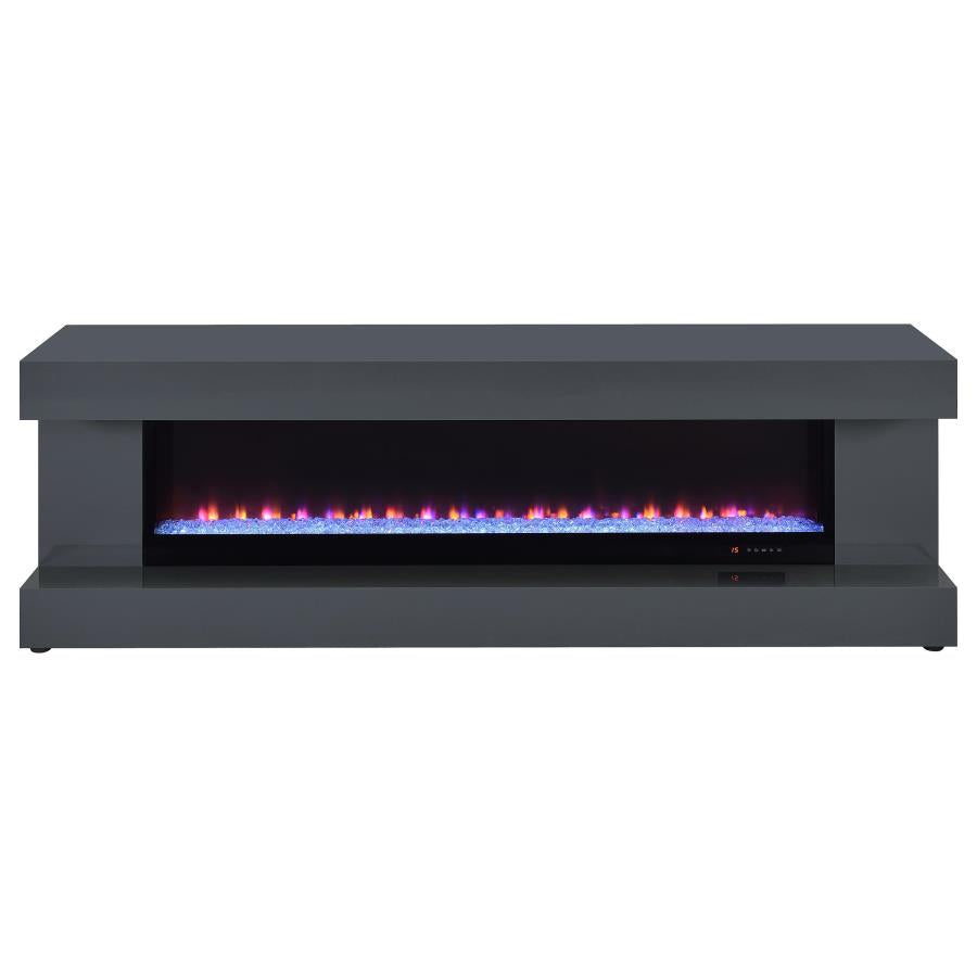 Mallory TV Stand Fireplace Console Bluetooth Speaker Grey High Gloss - 701823