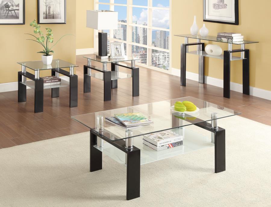 Dyer 1-shelf Square Glass Top Side End Table Black - 702287