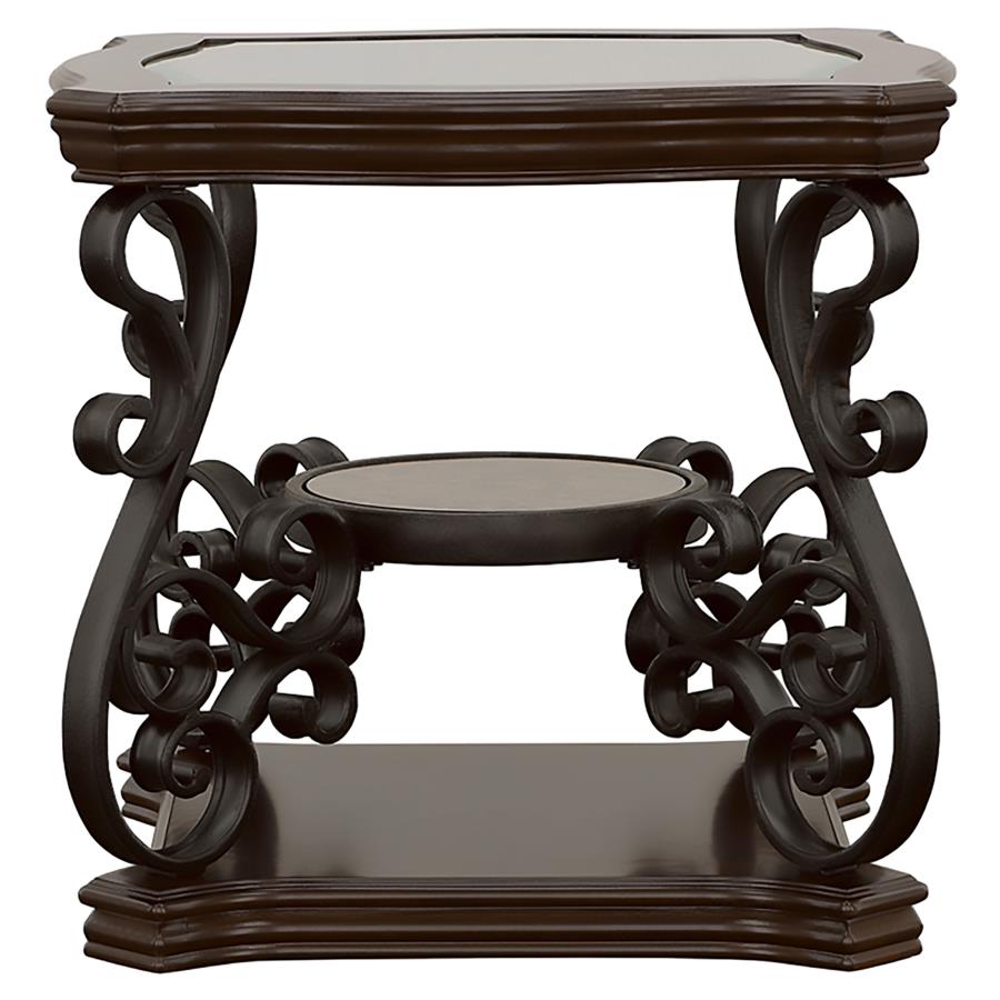 Laney 1-shelf Glass Top Rectangular End Table Deep Merlot - 702447