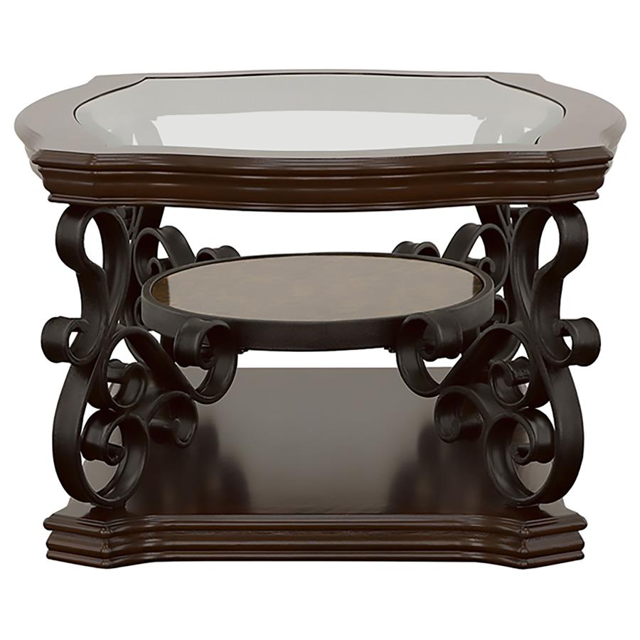 Laney 2-piece Glass Top Coffee and End Table Set Dark Merlot - 702448-S2