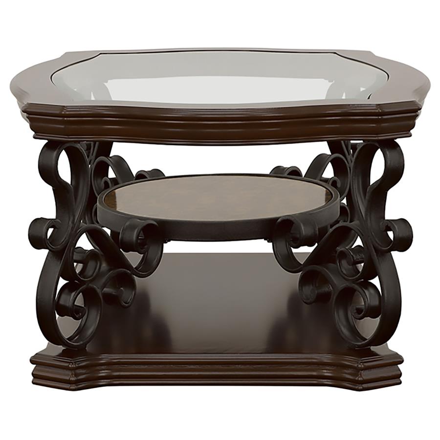 Laney 3-piece Glass Top Coffee and End Table Set Dark Merlot - 702448-S3
