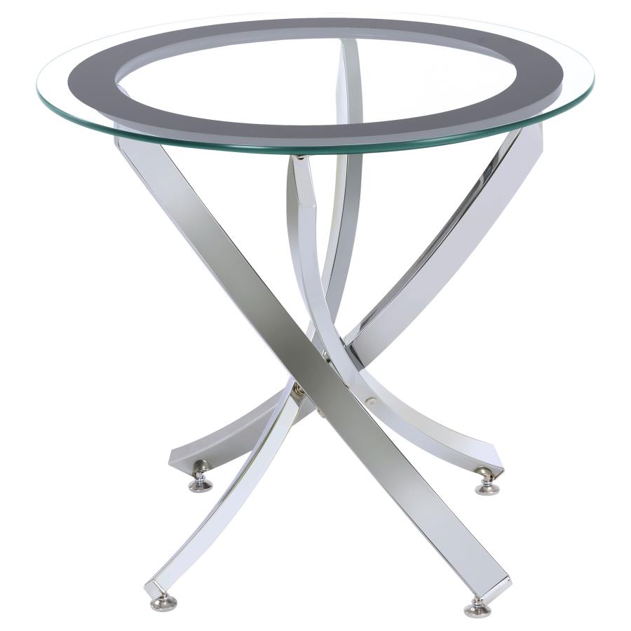 Brooke 2-piece Round Coffee and End Table Set Chrome - 702588-S2