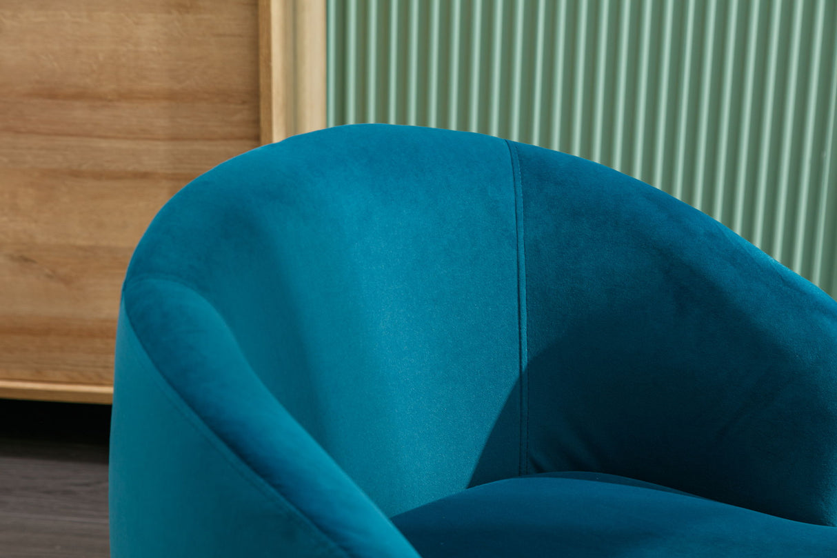 Swivel Accent Armchair Barrel Chair With Powder Coating Metal Ring