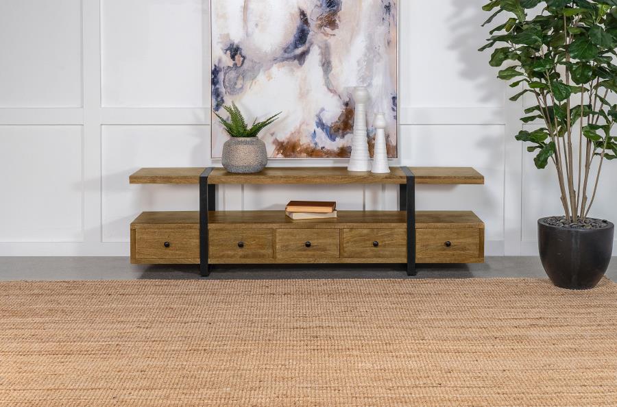 Otto 5-drawer Mango Wood 70-inch TV Stand Media Console Brown - 703243