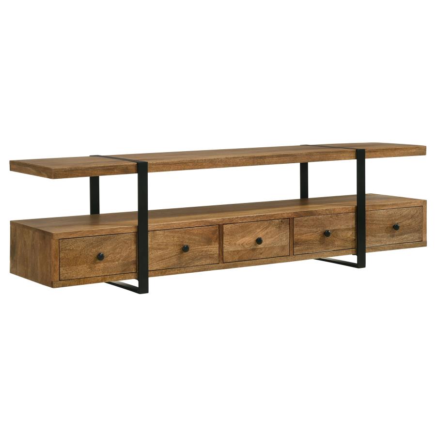 Otto 5-drawer Mango Wood 70-inch TV Stand Media Console Brown - 703243