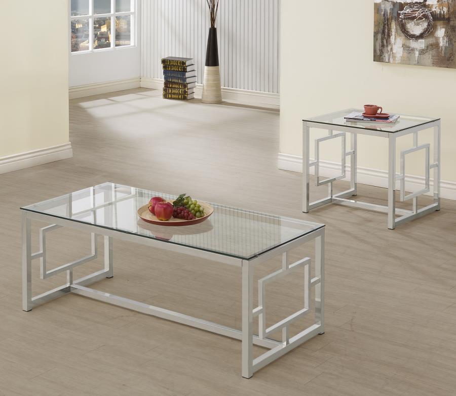 Merced 2-piece Rectangular Coffee and End Table Set Nickel - 703738-S2