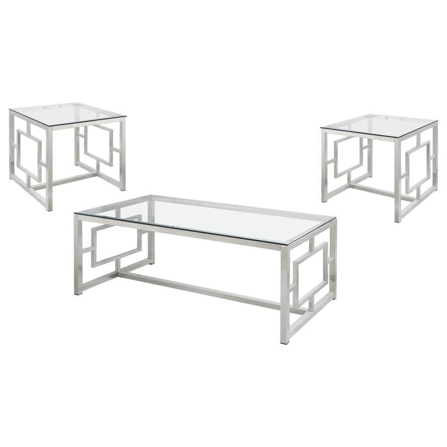 Merced 3-piece Rectangular Coffee and End Table Set Nickel - 703738-S3