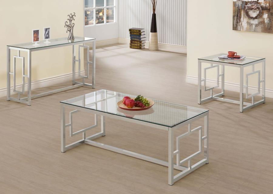 Merced Rectangular Glass Top Coffee Table Nickel - 703738