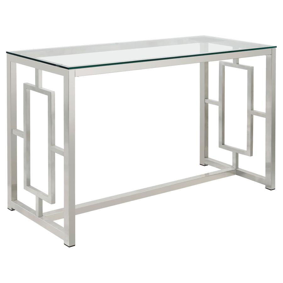 Merced Glass Top Metal Entryway Console Table Nickel - 703739
