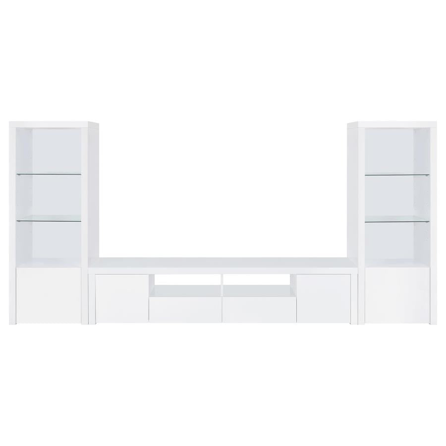 Jude 3-shelf Engineered Wood Media Tower High Gloss White - 704254