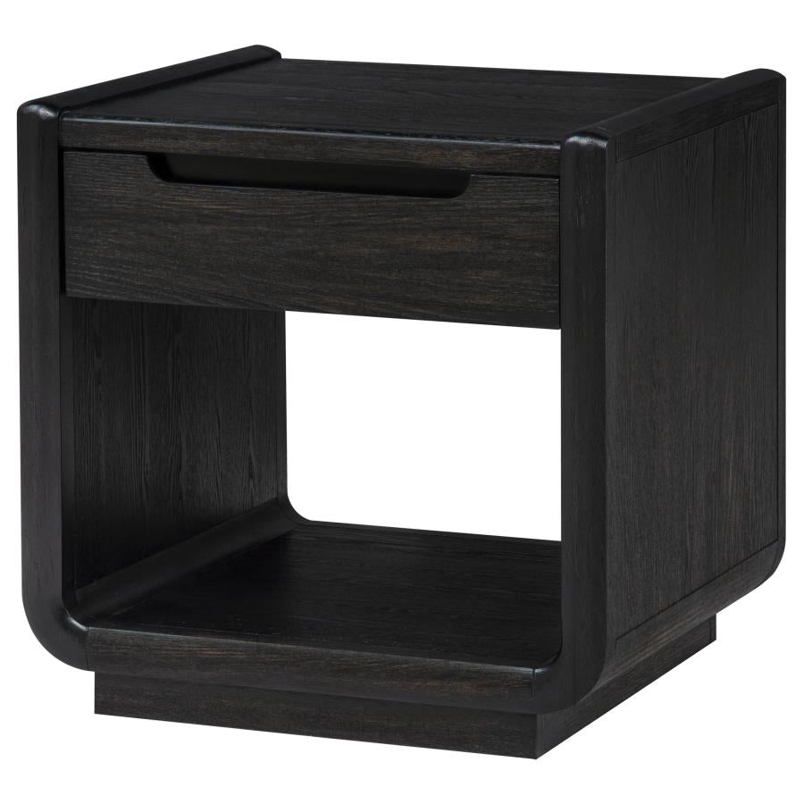 Leandro 1-drawer Wood Occasional Side End Table Burnished Black - 704637
