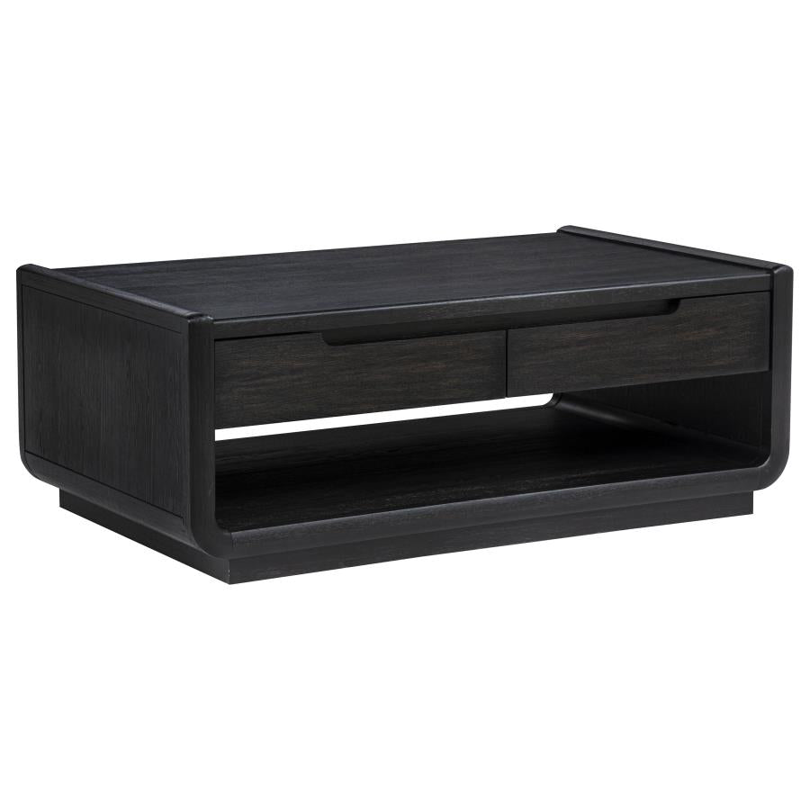 Leandro 3-piece Wood Coffee and End Table Set Burnished Black - 704638-S3