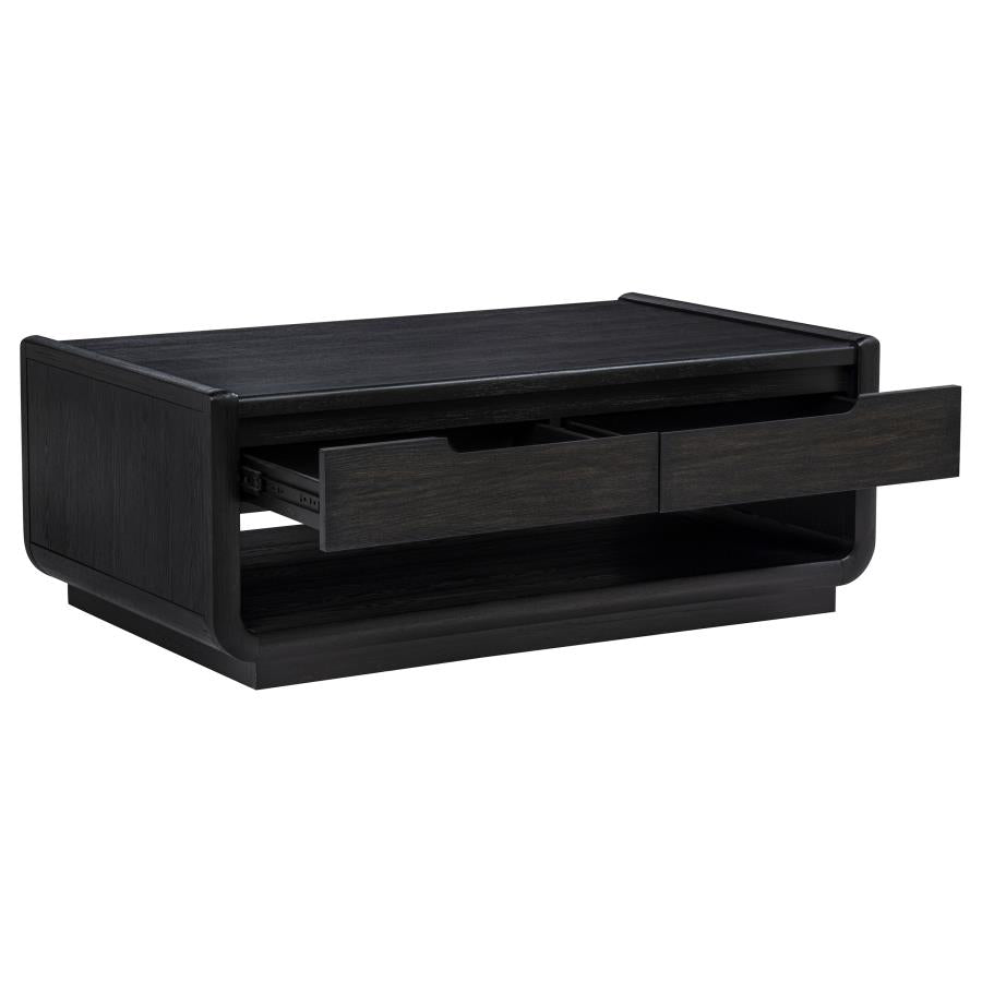 Leandro 3-piece Wood Coffee and End Table Set Burnished Black - 704638-S3