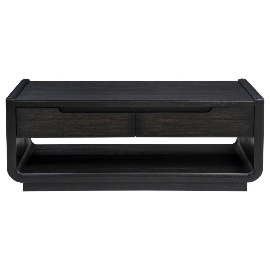 Leandro 2-drawer Wood Cocktail Coffee Table Burnished Black - 704638