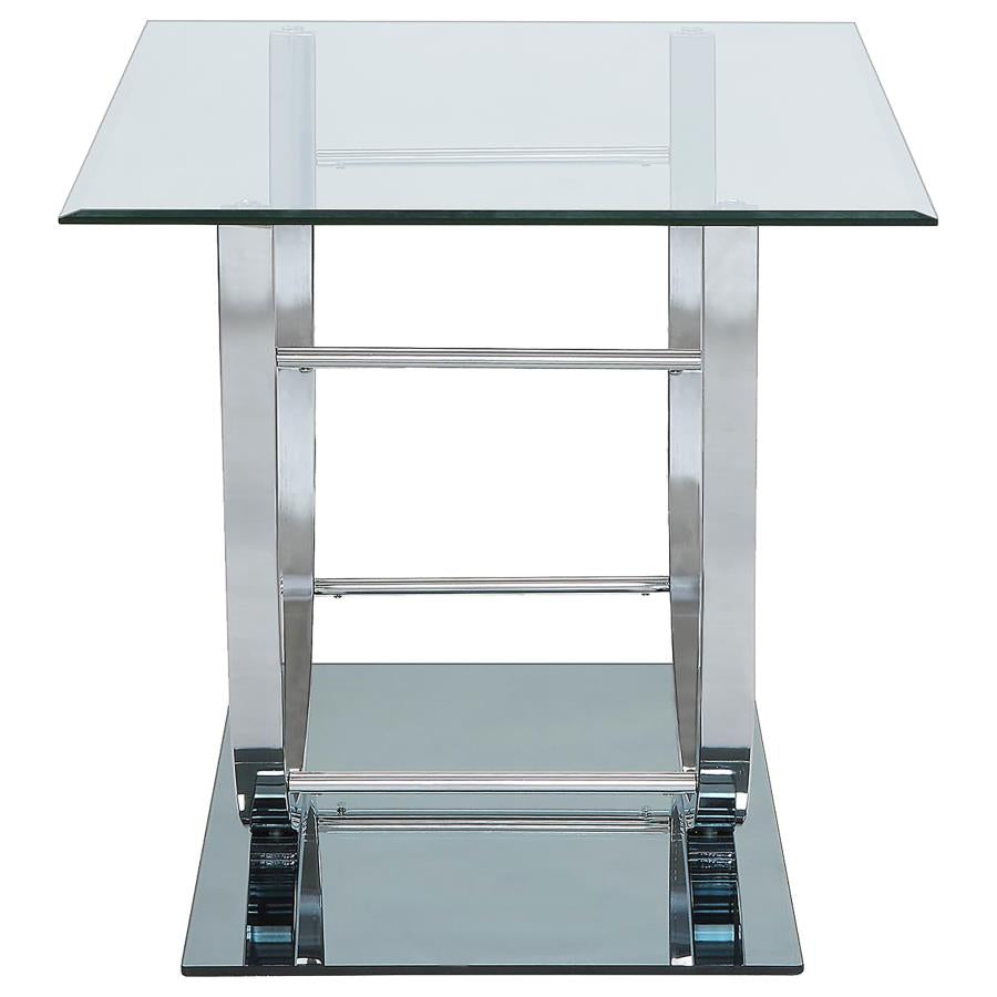 Danville Square U-Shaped Glass Top Side End Table Chrome - 704987