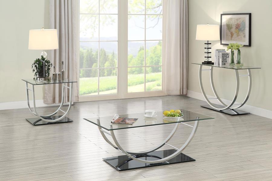 Danville Square U-Shaped Glass Top Side End Table Chrome - 704987