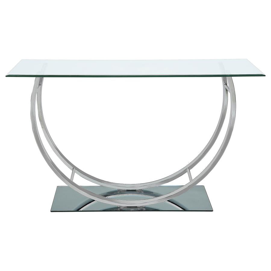 Danville U-shaped Glass Top Entryway Console Table Chrome - 704989