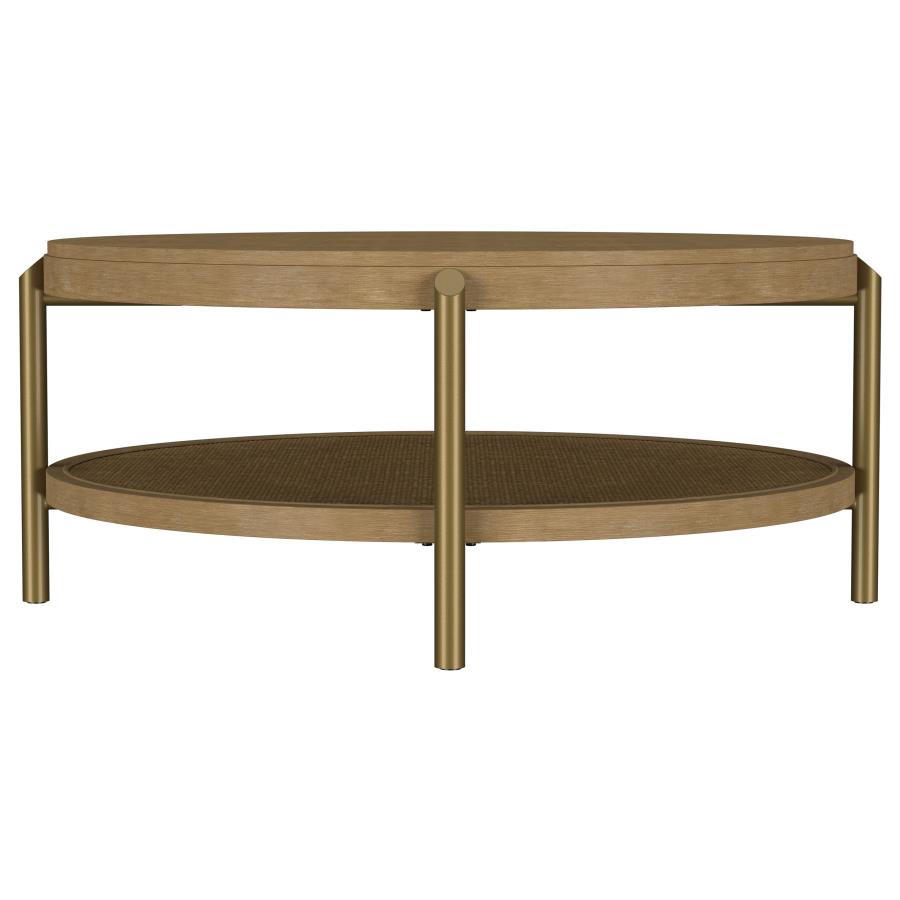 Arini Round Coffee Table With Storage Shelf Sand Wash - 706188