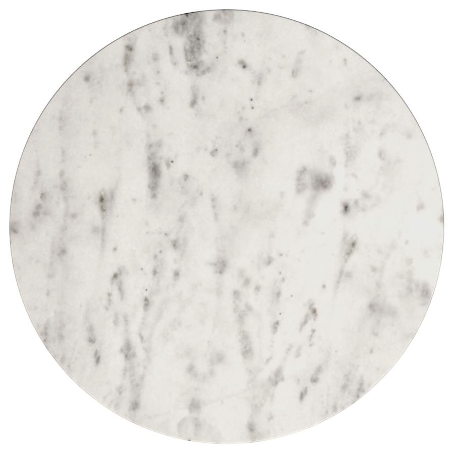 Haven Round Genuine White Marble Top End Side Table Black - 706207
