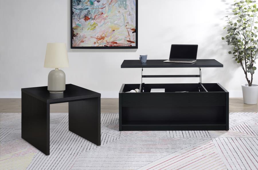 Knapp Lift Top Cocktail Coffee Table with Dual Drawers Black - 706228