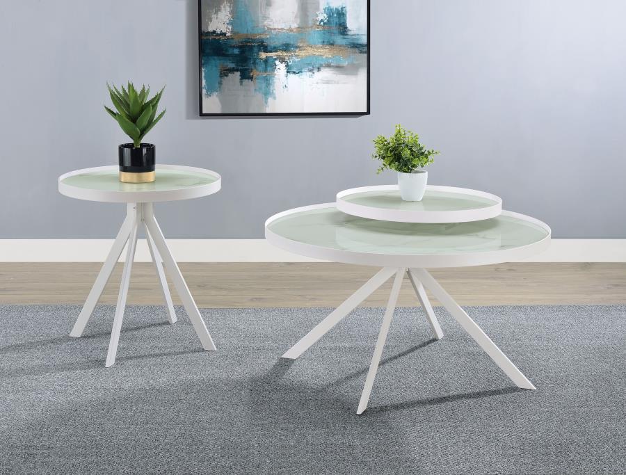 Briggs 2-piece Round Coffee and End Table Set White - 706258-S2