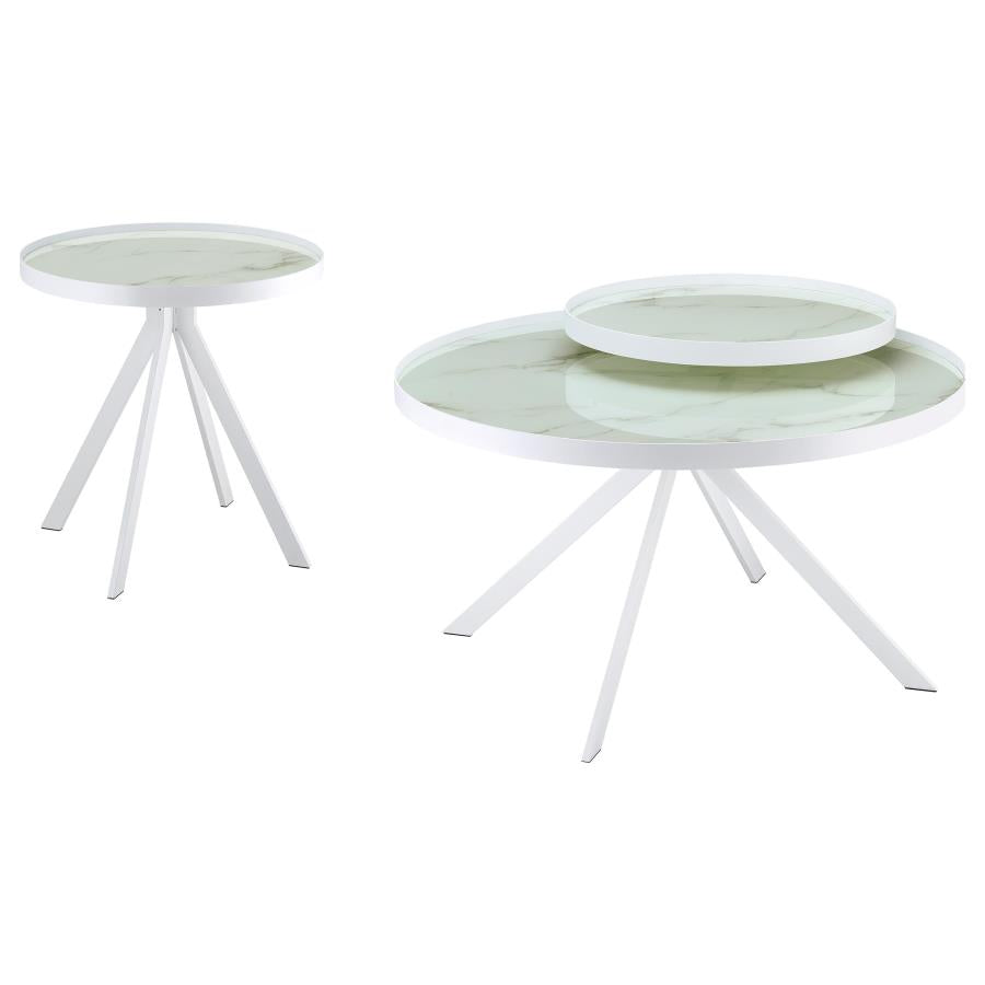 Briggs 2-piece Round Coffee and End Table Set White - 706258-S2