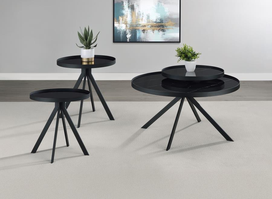 Briggs 3-piece Round Coffee and End Table Set Black - 706268-S3
