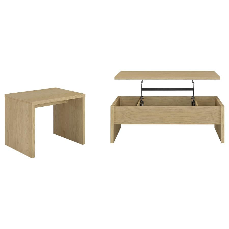 Canoga 2-piece Lift Top Cocktail Coffee Table Set Light Oak - 706348-S2