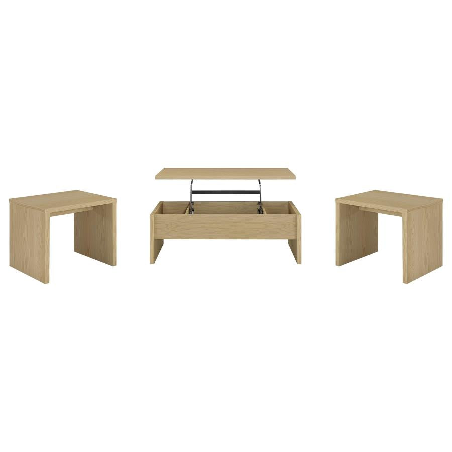 Canoga 3-piece Lift Top Cocktail Coffee Table Set Light Oak - 706348-S3