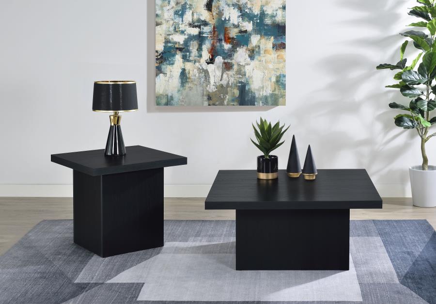 Devar 2-piece Square Cocktail Coffee End Table Set Black - 706408-S2