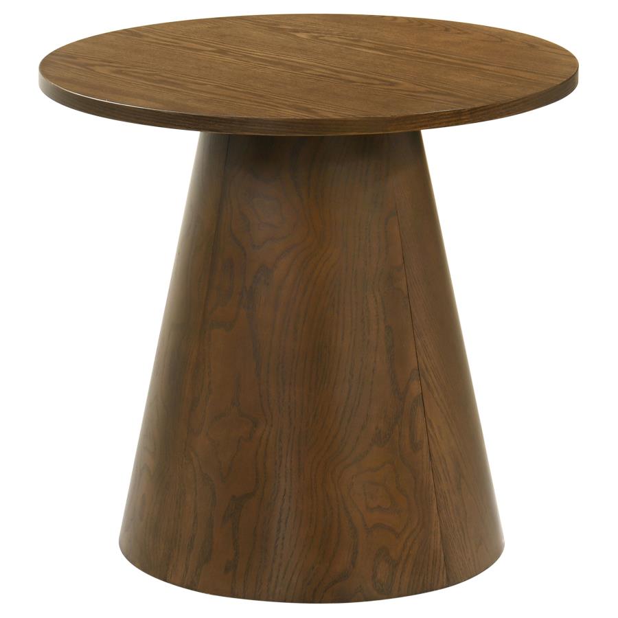 Franklin 2-piece Round Pedestal Coffee Table Set Dark Brown - 706438-S2