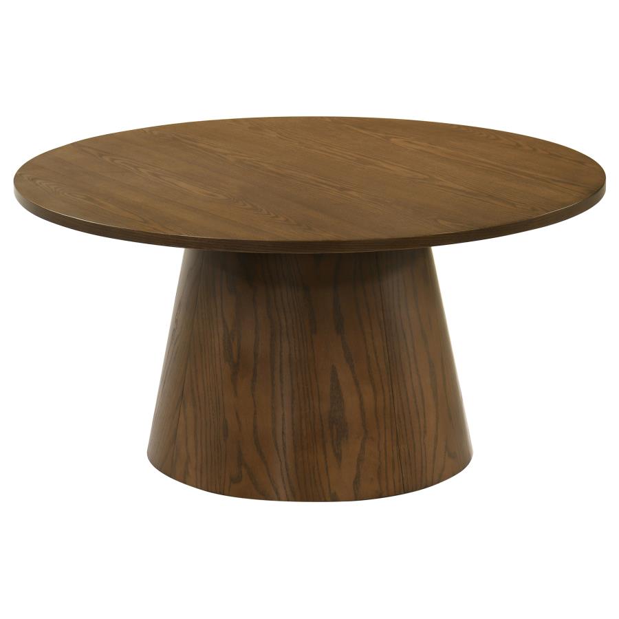 Franklin 3-piece Round Pedestal Coffee Table Set Dark Brown - 706438-S3