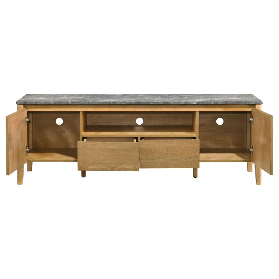 Bradley 63-inch 2-Door SmartTop TV Stand Grey and Natural - 706442