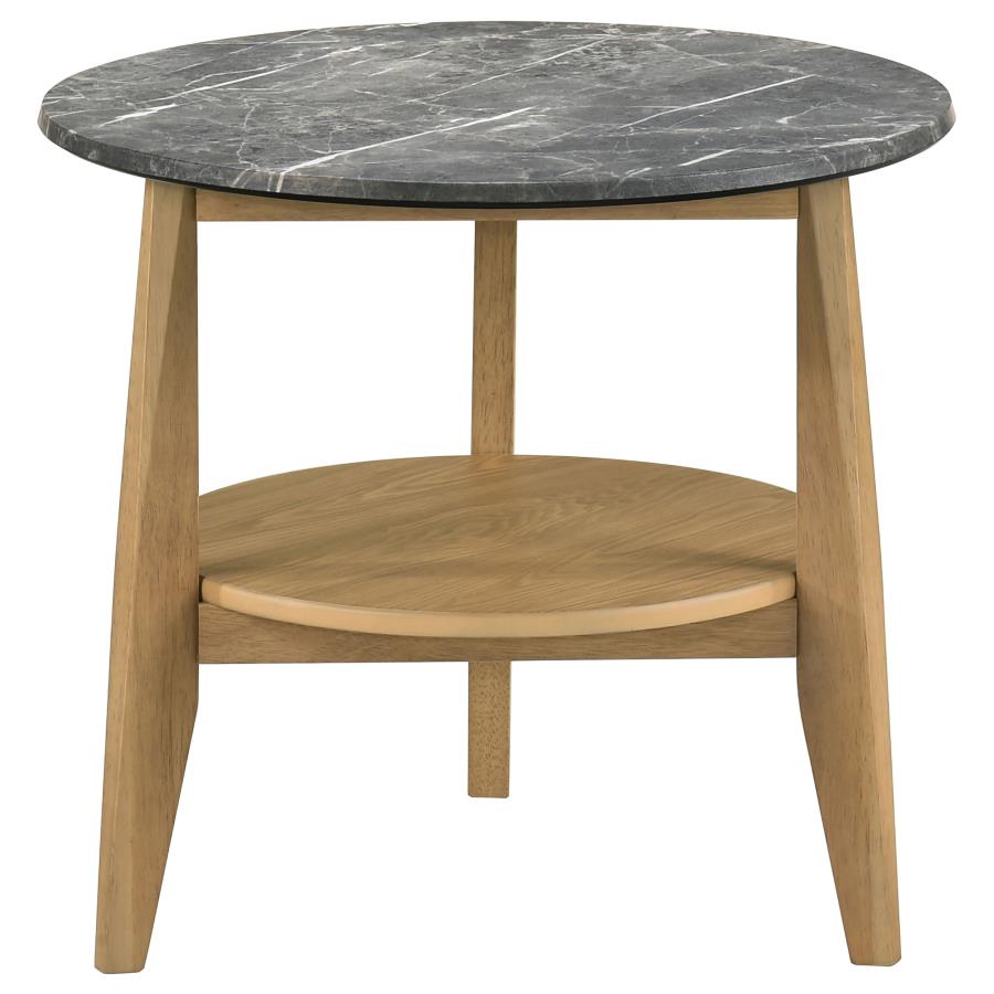 Bradley 2-Piece Round SmartTop Coffee Table Set Grey and Natural - 706448-S2