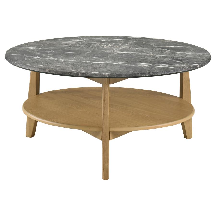 Bradley 3-Piece Round SmartTop Coffee Table Set Grey and Natural - 706448-S3