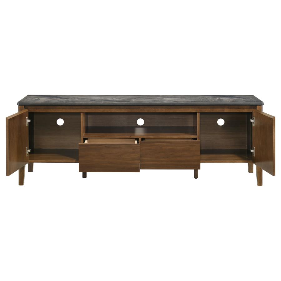 Bradley 63-inch 2-Door SmartTop TV Stand Smokey Grey and Brown - 706452