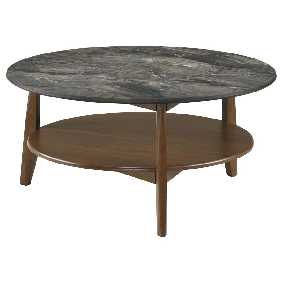 Bradley Round SmartTop Cocktail Coffee Table Smokey Grey and Brown - 706458