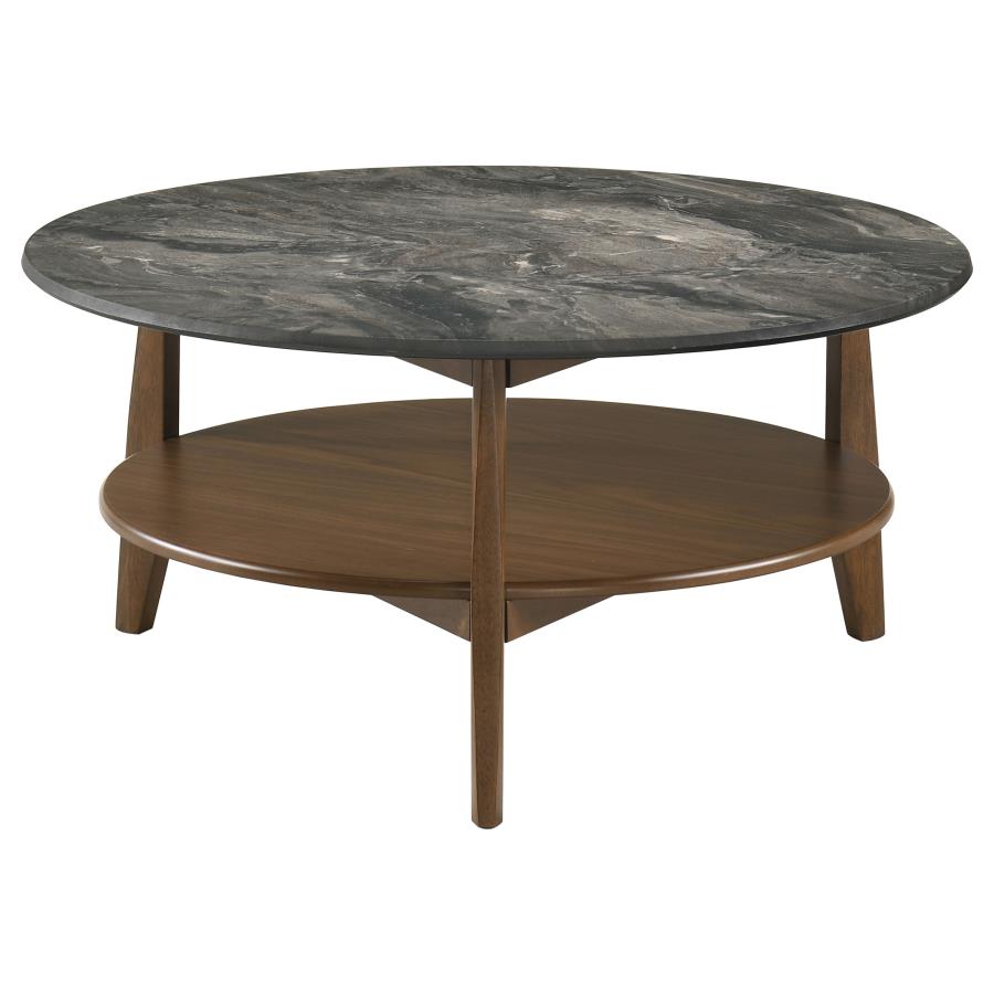 Bradley Round SmartTop Cocktail Coffee Table Smokey Grey and Brown - 706458