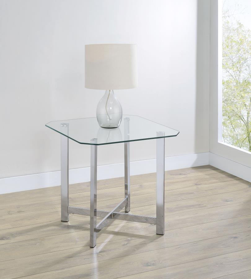 Cronin Square Tempered Glass Top Side End Table Chrome - 706567