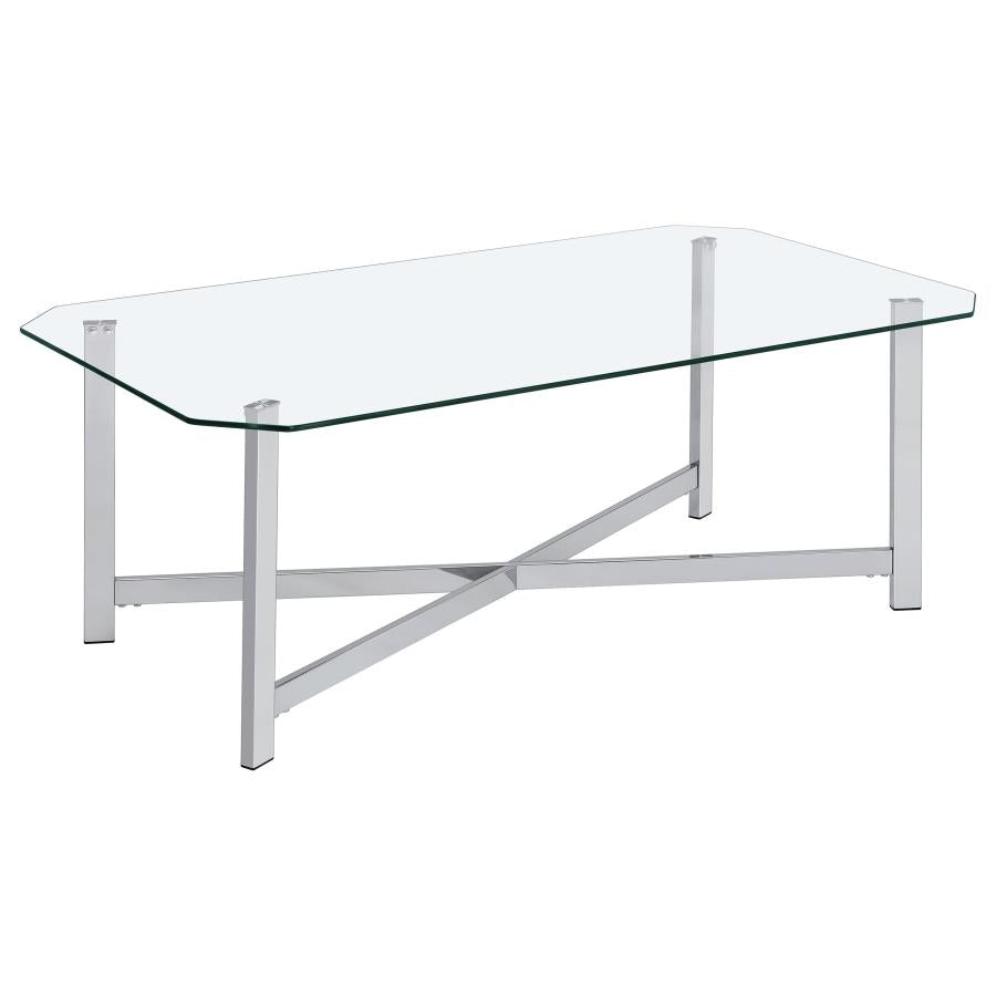 Cronin 2-piece Tempered Glass Top Coffee Table Set Chrome - 706568-S2