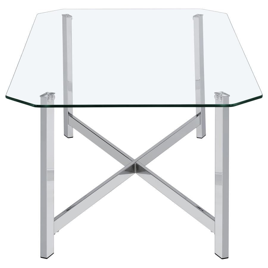 Cronin 2-piece Tempered Glass Top Coffee Table Set Chrome - 706568-S2