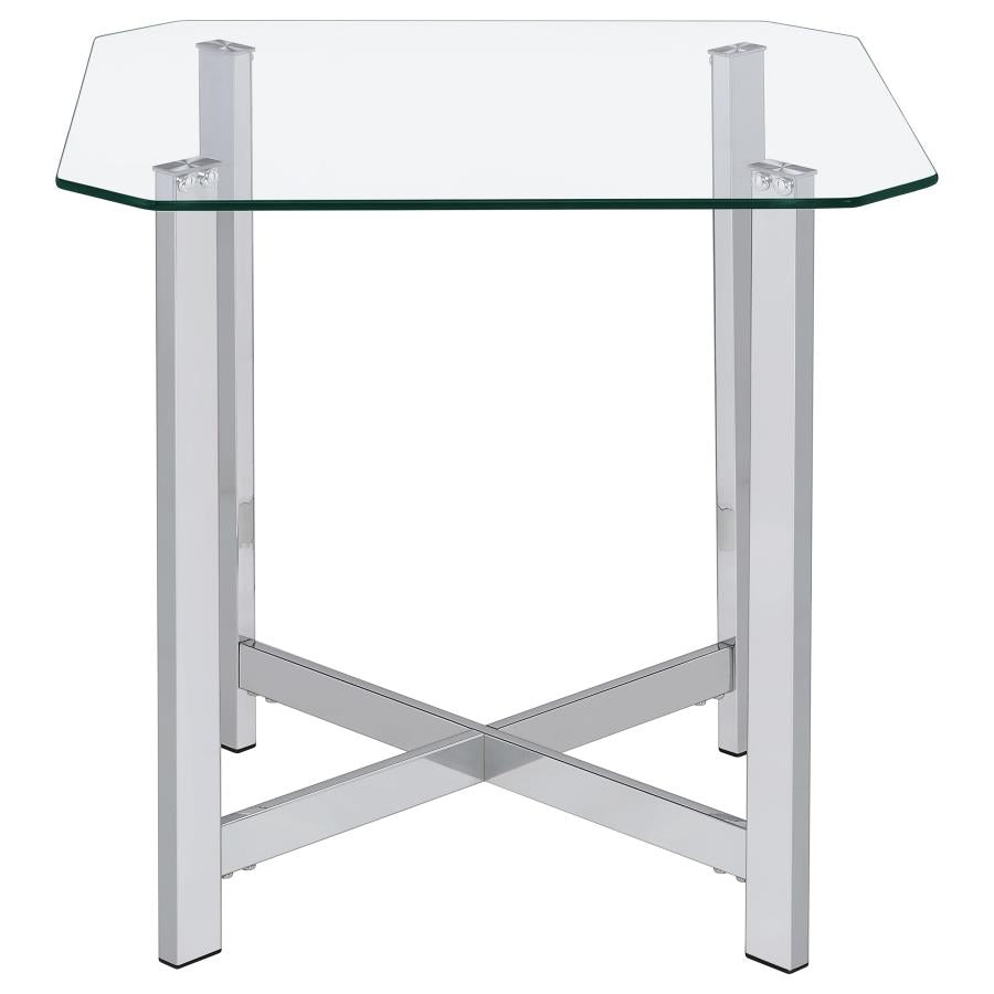 Cronin 3-piece Tempered Glass Top Coffee Table Set Chrome - 706568-S3