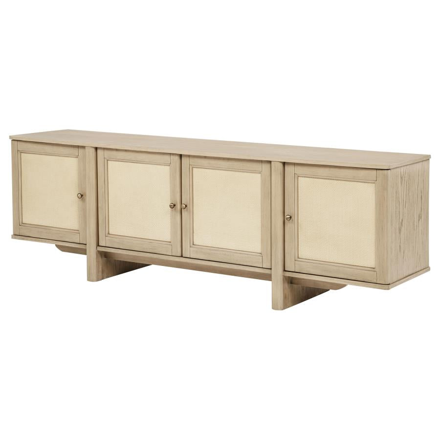 Kailani 79-inch 4-door Cane TV Stand Media Console Beige Oak - 706583